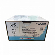 Шовный материал ШЕЛК 3/0. 75 см. черный Кол. 17 м м. 1/2 Ethicon