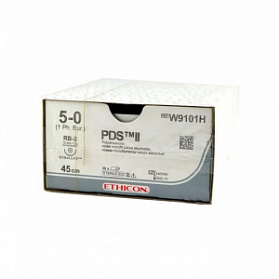 Шовный материал ПДС II 5/0. 45 см. фиолет. Кол. 13 мм. 1/2 Ethicon