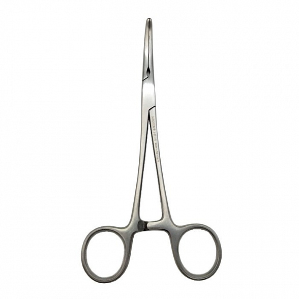 Зажим кровоостанавливающий с атравматической насечкой изогнутый 160мм Surgicon