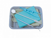 Набор стоматологический одноразовый стерильный "ЕваДент" тип 1  (зеркало стоматологическое, зонд стоматологический, пинцет, салфетка нагрудная, перчатки, лоток), 5 компл