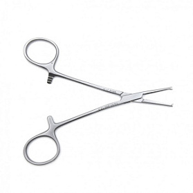 Зажим медицинский HALSTED-MOSQUITO, кровоостанавливающий 1х2 зубый, зубчатый, для новорожденных, прямой, 125 мм (З-117р), МИЗТ