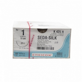 Шовный материал ШЕЛК 1 75 см Кол. 35 м м. 1/2 Ethicon