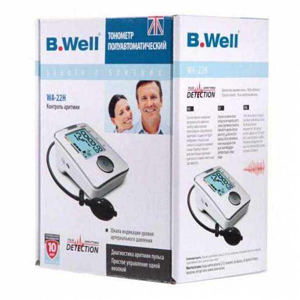 Полуавтоматический тонометр с функцией диагностики аритмии WA-22h (M) B.Well