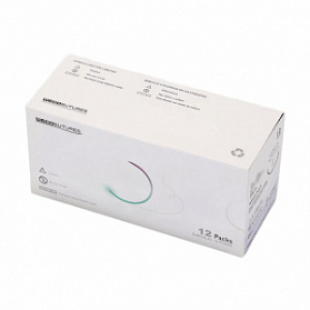 Шовный материал WEGO PGLA 6-0 (0,7) 75 см игла колющая 4/8 13 мм, фиолетовый 12 шт/уп