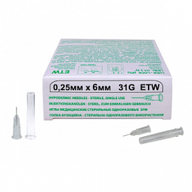 Игла медицинская стерильная 0,25х6 мм 31G SFM 50 шт/уп