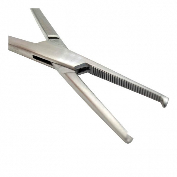 Зажим кровоостанавливающий 1х2 зубый зубчатый прямой для новорожденных 125мм