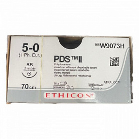 Шовный материал ПДС II 5/0. 70 см. фиолет. Кол. 17 мм. 3/8 Ethicon