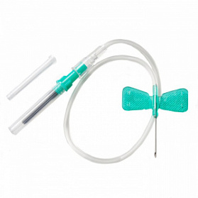 Игла одноразовая стерильная для взятия крови Rustech. Игла-"бабочка" с луэр-адаптером 0,8х19мм (21Gх3/4''), катетер 30 см, 100 шт/уп