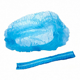 Шапочка типа шарлотта одноразовая (2-я резинка, цвет голубой (100 шт./упак.))