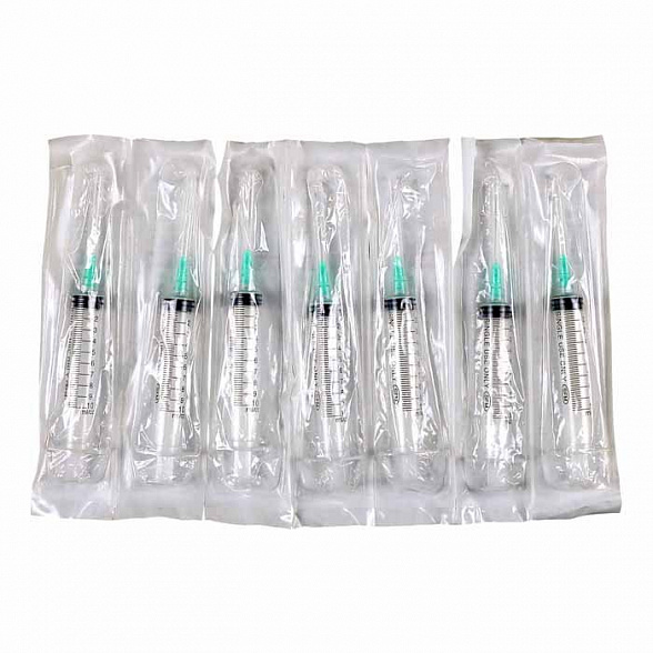 Шприц 10 мл (3-х) SFM, одноразовый стерильный с надетой иглой 0,80х40-21G (LUER LOCK), 20 шт/уп