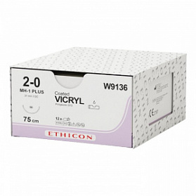 Шовный материал ВИКРИЛ 2/0. 75 см фиолетовый Кол. 31 мм. 1/2 Ethicon