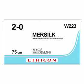 Шовный материал ШЕЛК 2/0. 10х75 см. черный лигатура Ethicon