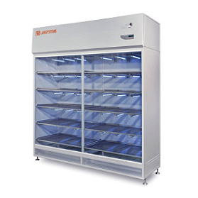 Шкаф стерильного хранения с раздвижными дверями и лампами УФО для фармацевтических производств (КД 432.180.30)