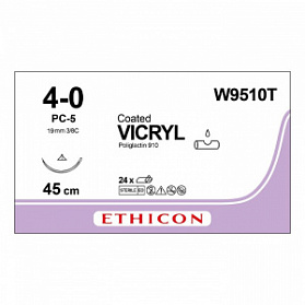Шовный материал ВИКРИЛ 4/0 45 см. неокрашенный Прайм реж. 19 мм. 3/8 Ethicon