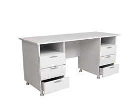 Стол для оснащения кабинета врача двухтумбовый на опорах СМ-2-03.02