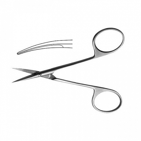 Ножницы глазные остроконечные вертикально-изогнутые 113 мм