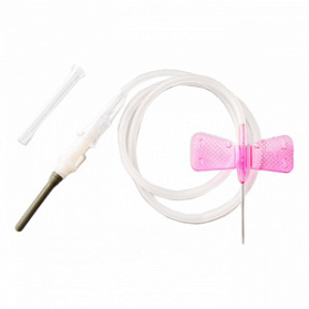 Игла одноразовая стерильная для взятия крови Rustech Игла-"бабочка" с луэр-адаптером 0,55х19мм (24Gх3/4''), катетер 19 см, 100 шт/уп