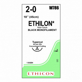 Шовный материал ЭТИЛОН 2/0. 45 см. синий Реж. 40 мм. 3/8 Ethicon