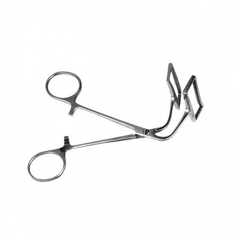 Пинцет окончатый д/взятия слиз.губы, изогнутый, 125 мм