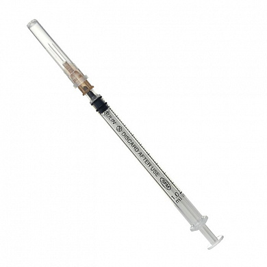 Шприц 1,0 мл. инсулиновый U-100 (3-х) SFM, одноразовый стерилизованный с надетой иглой 0,45 х 12 - 26G, 30 шт