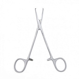 Зажим медицинский KOCHER, кровоостанавливающий 1х2 зубый, зубчатый, изогнутый, № 1, 150 мм (З-21-1р), МИЗТ