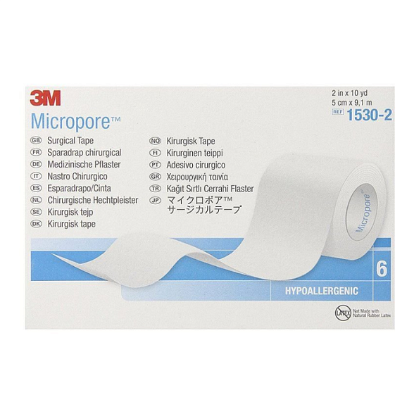 MICROPORE Гипоаллергенный пластырь белый, 5 см х 9,1 м, 6 рул/кор, 3M