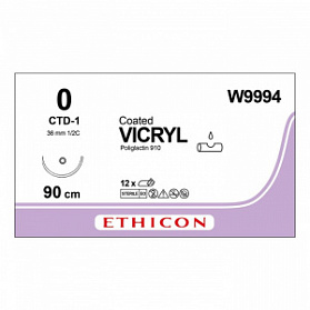 Шовный материал ВИКРИЛ 0. 90 см фиолетовый Этигард тупая масс. 36 мм. 1/2 Ethicon
