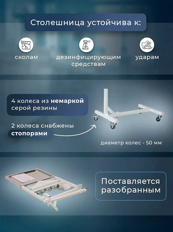 Столик медицинский процедурный МД SP N