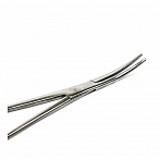 Зажим д/врем.пережат.сосудов с кремальер изогнут./плоск., R60, 212мм