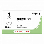 Шовный материал НУРОЛОН 1. 100 см. черный Кол.-реж. массивная 40 мм. 1/2 Ethicon