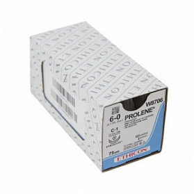 Шовный материал ПРОЛЕН 6/0, 75 см, синий Кол. 13 мм х 2, 3/8 Ethicon