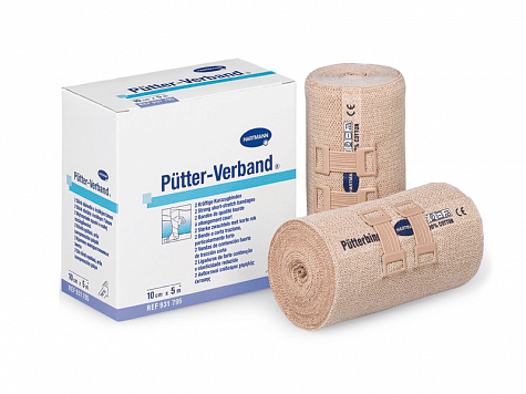 PUTTER-VERBAND-Среднерастяжимый компрессионный бинт, цвета кожи, с зажимами