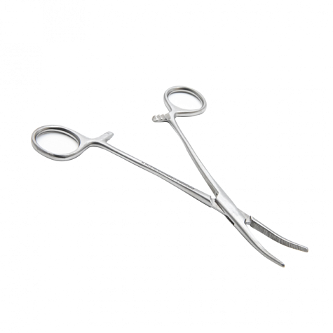 Зажим кровоостанавливающий Москит изогнутый по плоскости 152мм