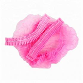 Шапочка типа шарлотта одноразовая (17г/кв.м, розовый, 1-я резинка)