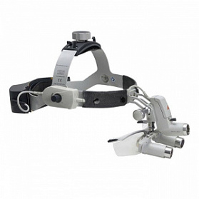 Налобный осветитель ML4 LED UNPLUGGED с лупой HRP 4х/340 мм и защитным щитком, Heine