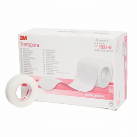 Лейкопластырь Transpore размер 1,25 смх9,1 м (24 рул/упак) 1527-0 3M
