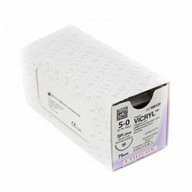 Шовный материал ВИКРИЛ 5/0. 75 см.фиолетовый Кол. 17 мм. 1/2 Ethicon