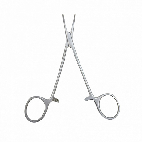 Зажим медицинский HALSTED-MOSQUITO, кровоостанавливающий, для новорожденных, изогнутый по плоскости, 125 мм (З-121р), МИЗТ