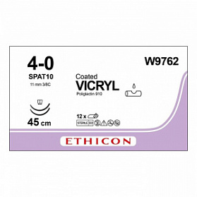 Шовный материал ВИКРИЛ 4/0 45 см. неокрашенный Шпат. 11 мм х 2. 3/8 Ethicon