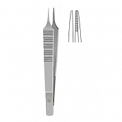 Пинцет микрохирургический, 150 мм, плоская ручка, рабочая часть 1,0 мм, прямой, с насечкой ПТО Медтехника
