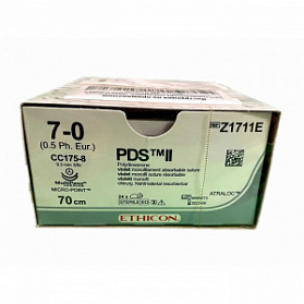 Шовный материал ПДС II 7/0. 45 см. фиолет. Кол. 13 мм х 2. 3/8 Ethicon