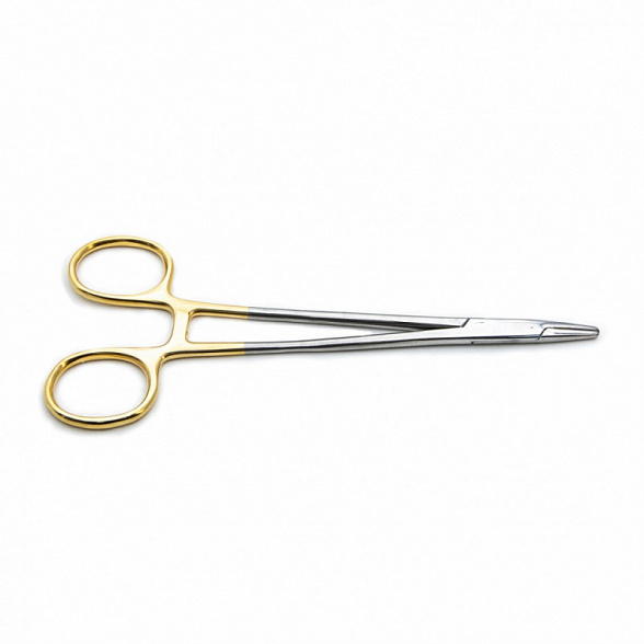 Иглодержатель, армированный твердым сплавом, с золотыми ручками, 160 мм. Surgiwell