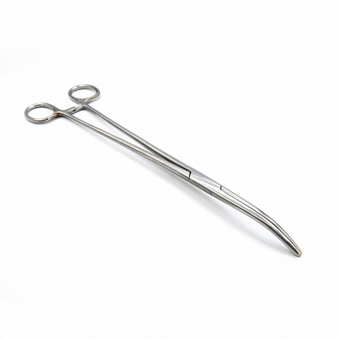 Зажим кровоостанавливающий, зубчатый, изогнутый №3, 285 мм. Surgiwell