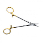 Иглодержатель, армированный твердым сплавом, с золотыми ручками, 160 мм. Surgiwell