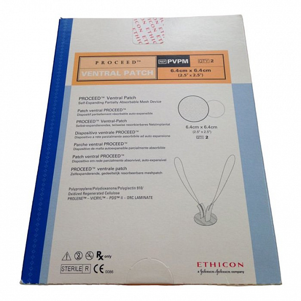 Ethicon ПРОСИД Ventral Patch сетка частично рассасывающаяся 6,4х6,4 см PVPM