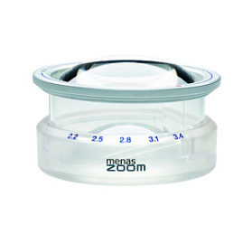 Лупа светопольная менисковая асферическая настольная с зумом Eschenbach menas ZOOM, диаметр 65 мм, 2.2х-3.4х