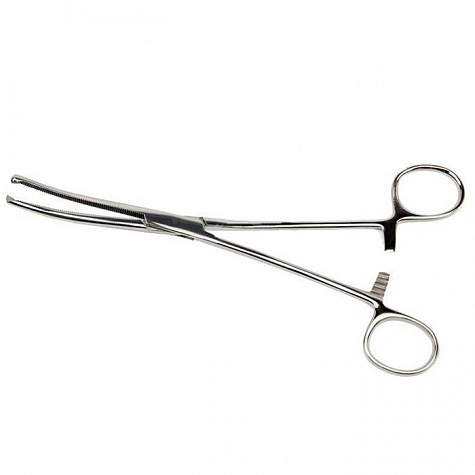 Зажим кровоостанавливающий 1х2-зубый зубчатый изогнутый №3 ПТО Медтехника