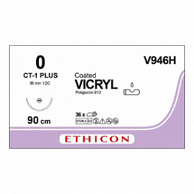 Шовный материал ВИКРИЛ 0. 90 см неокрашенный Кол. 36 мм. 1/2 Ethicon