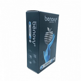 Перчатки нитриловые BENOVY Nitrile РС, голубые, размер M, текстурированные на пальцах, 50 пар в упаковке