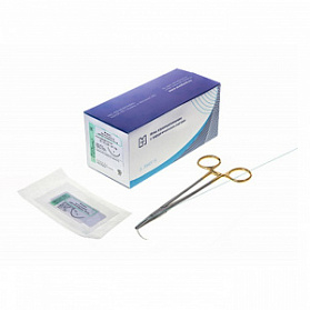 Материалы хирургические нерассасывающиеся шовные стерильные,ФТОРЭСТ-С (полиэфир) MР 1,5 (USP 4-0), 75см, крученый зеленый нерассасывающийся с фторполимерным покрытием